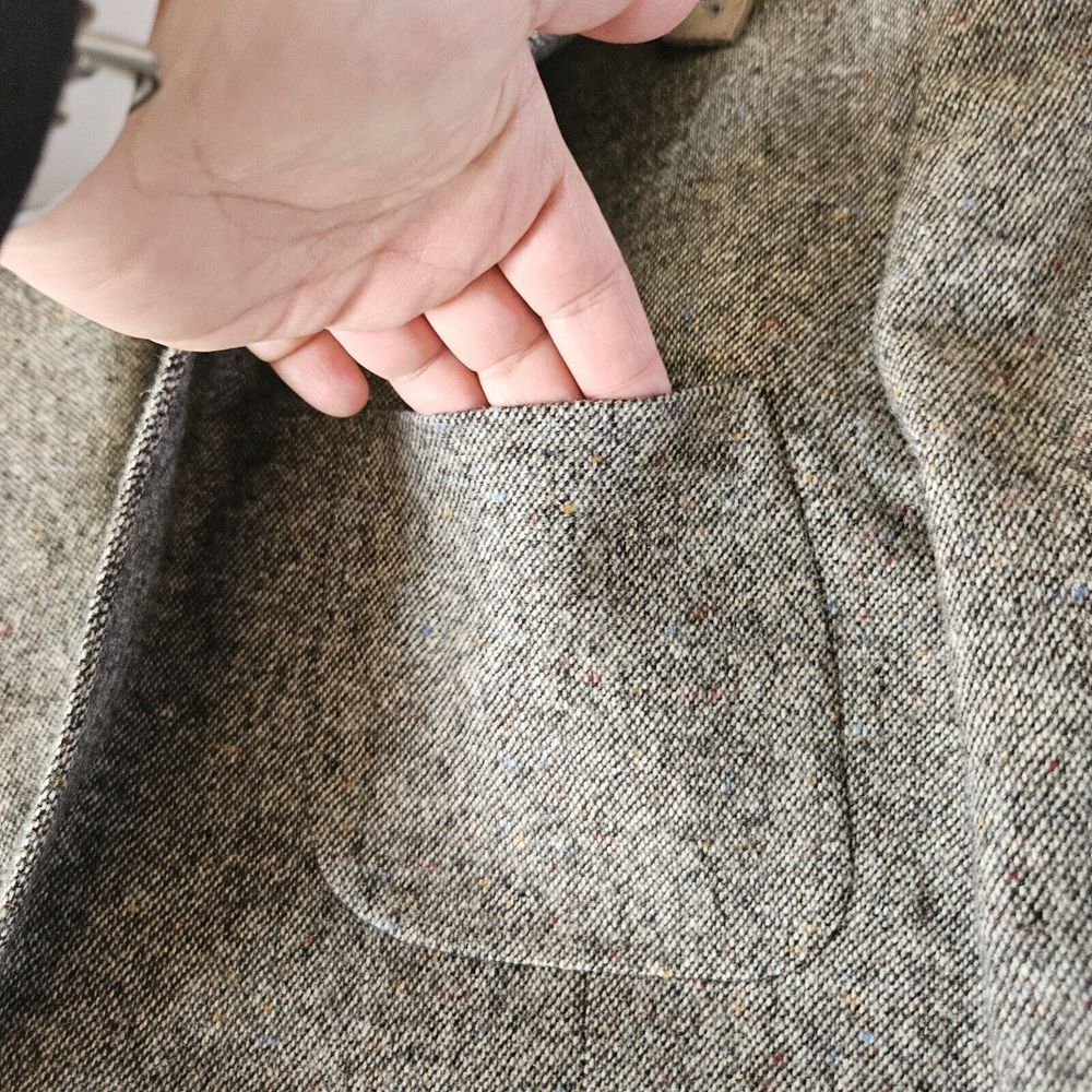 Stewart County 44L Tall Tweed Classic Wool Sport Coat Elbow Patch Throat Latch - Picture 11 of 16